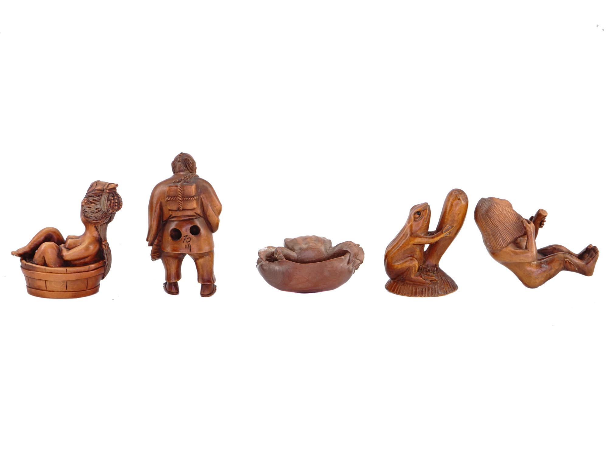GROUP OF ANTIQUE JAPANESE CARVED NETSUKE FIGURINES PIC-2